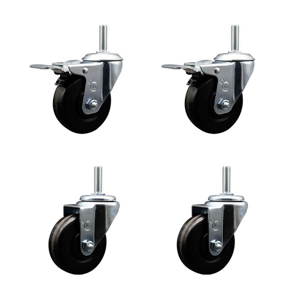 Service Caster 35 Inch Phenolic Swivel 58 Inch Threaded Stem Caster Set 2 Total Lock Brakes SCC-TSTTL20S3514-PHS-58212-2-S-2 - main